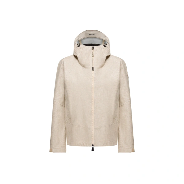 Chartres Linen Blend Hooded Jacket in Gray Beige