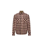 Moncler Check Cotton Blend Long Sleeve Shirt in Brown | Men's Shirts | Coveti