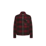 Moncler Check Jersey Zip-up Shirt Jacket in Black & Red | Men's Jackets | Coveti