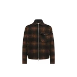 Moncler Check Jersey Zip-up Shirt Jacket in Brown & Black | Men's Jackets | Coveti