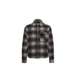 Moncler Check Jersey Zip-up Shirt in Black & Gray | Men's Jackets | Coveti