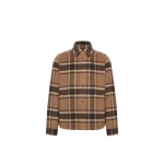 Moncler Check Wool Shirt Jacket in Beige & Brown | Men's Jackets | Coveti