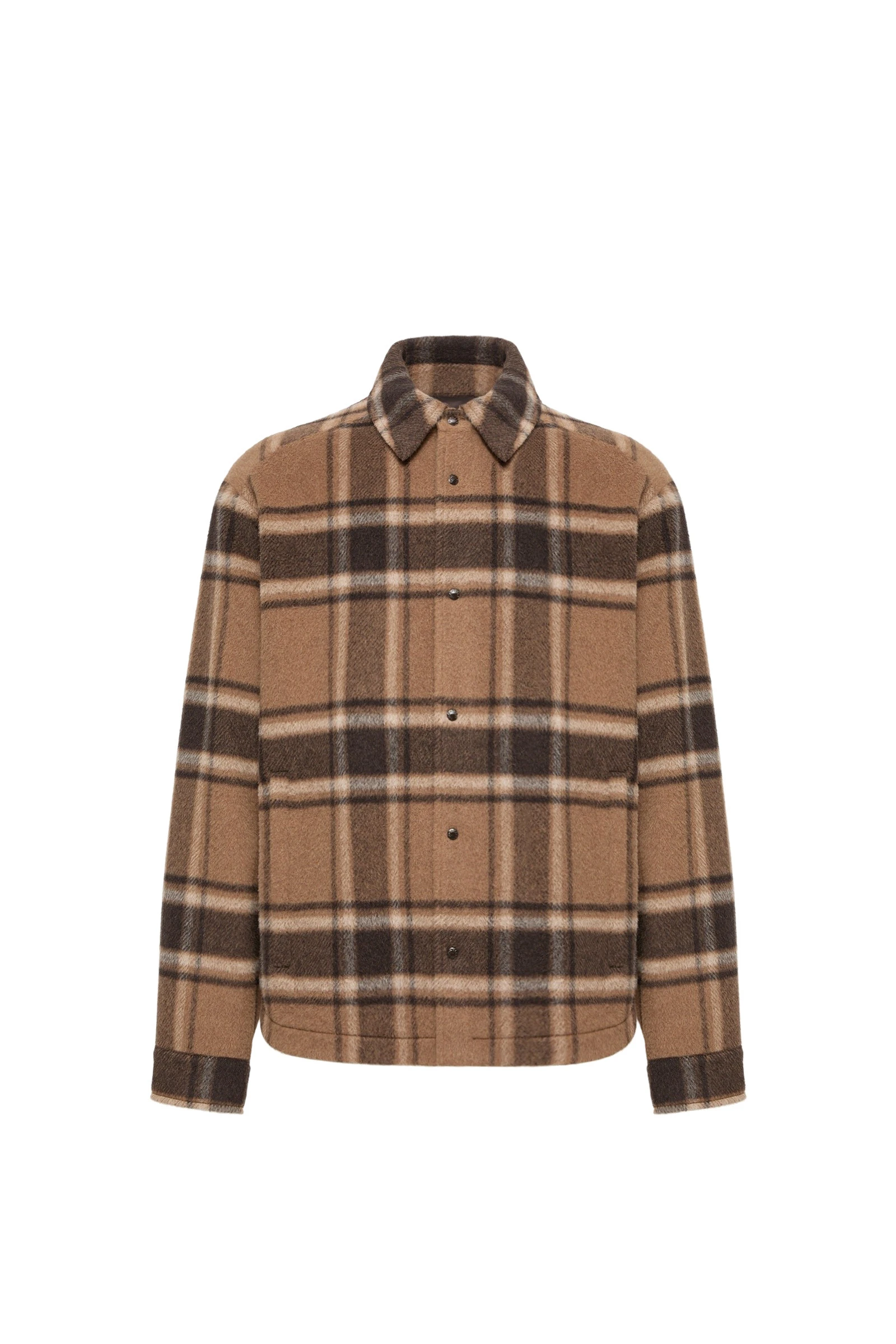 Moncler Check Wool Shirt Jacket in Beige & Brown Moncler Check Wool Shirt Jacket in Beige & Brown | Men's Jackets | Coveti