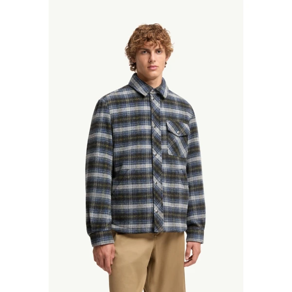 Moncler Check Wool Shirt Jacket in Black, view 4 | Men's Jackets | Coveti