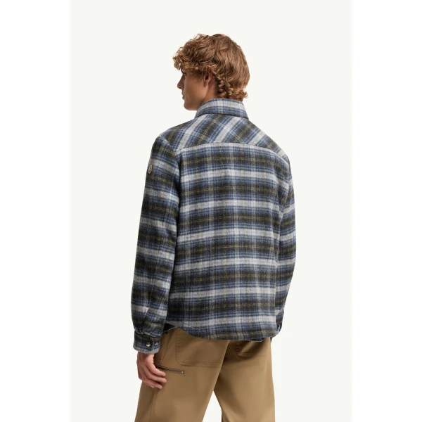 Moncler Check Wool Shirt Jacket in Black, view 5 | Men's Jackets | Coveti