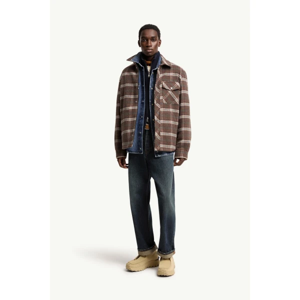 Moncler Check Wool Shirt Jacket in Brown, view 2 | Men's Jackets | Coveti