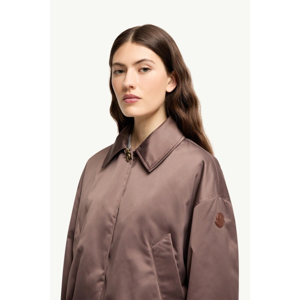 Moncler Chevreuil Duchesse Short Down Jacket in Brown, view 3 | Women's Puffer Jackets | Coveti