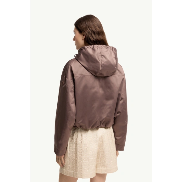 Moncler Chevreuil Duchesse Short Down Jacket in Brown, view 5 | Women's Puffer Jackets | Coveti