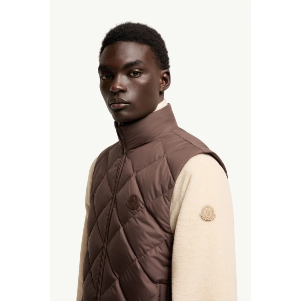 Moncler Chobe Diamond Quilted Down Vest in Brown, view 3 | Men's Jackets | Coveti