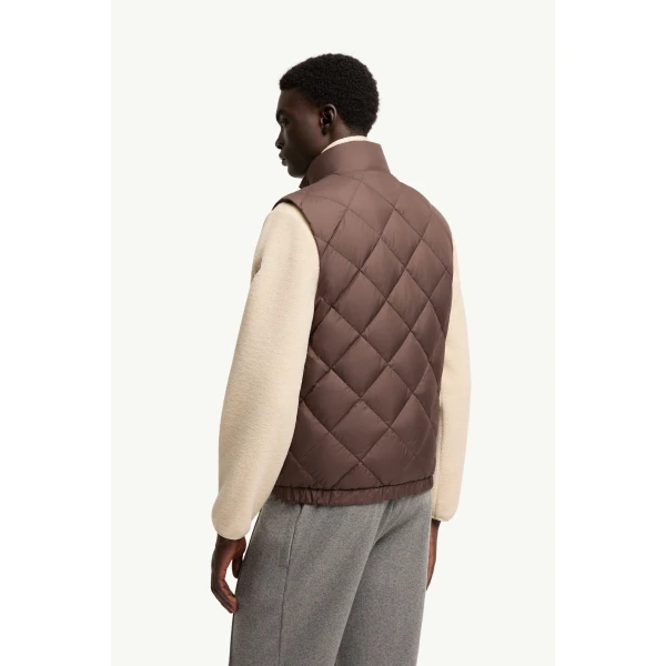 Moncler Chobe Diamond Quilted Down Vest in Brown, view 5 | Men's Jackets | Coveti