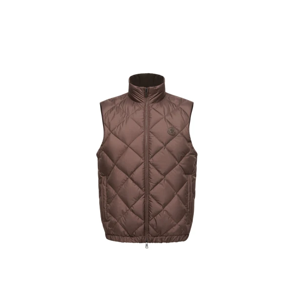 Moncler Chobe Diamond Quilted Down Vest in Brown | Men's Jackets | Coveti