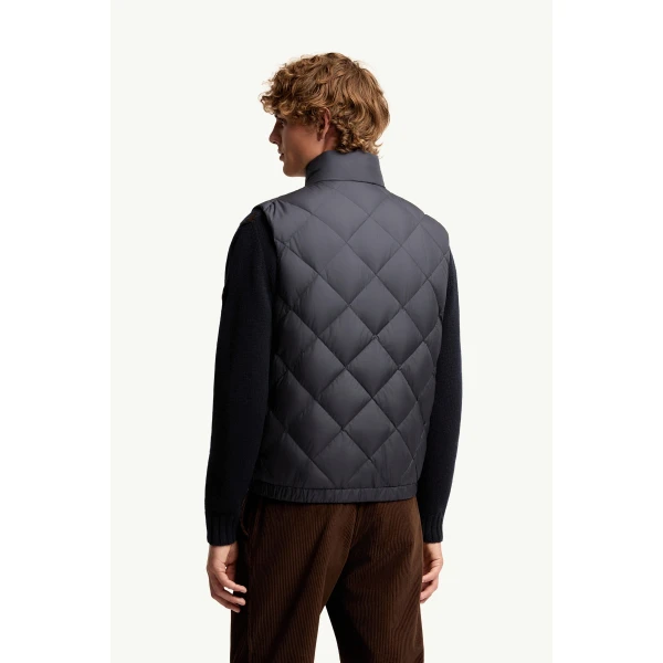 Moncler Chobe Diamond Quilted Down Vest in Dark Blue, view 5 | Men's Jackets | Coveti