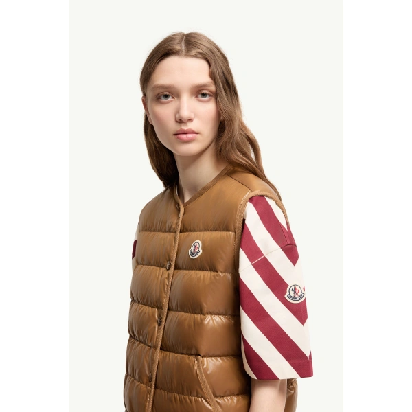 Moncler Chocard 3-in-1 Short Down Jacket in Beige, view 3 | Women's Puffer Jackets | Coveti