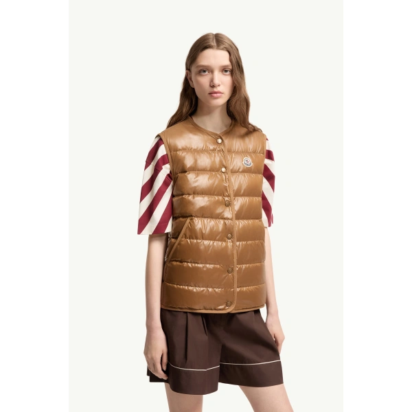 Moncler Chocard 3-in-1 Short Down Jacket in Beige, view 6 | Women's Puffer Jackets | Coveti