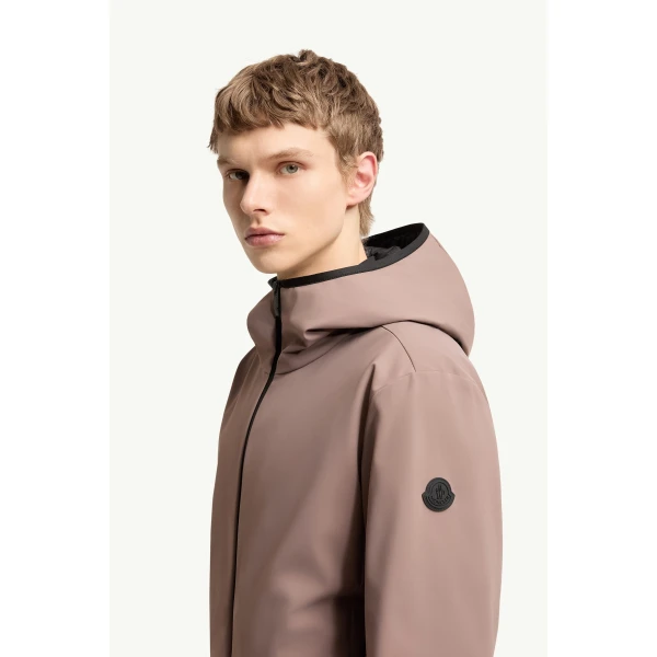 Moncler Ciampolin Hooded Down Jacket in Light Brown, view 3 | Men's Jackets | Coveti