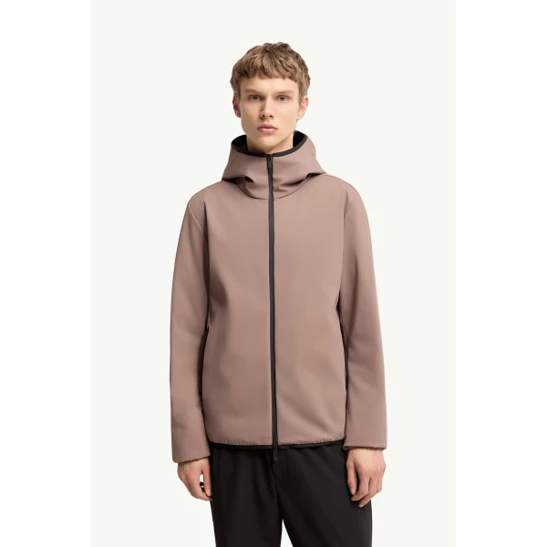 Moncler Ciampolin Hooded Down Jacket in Light Brown, view 4 | Men's Jackets | Coveti