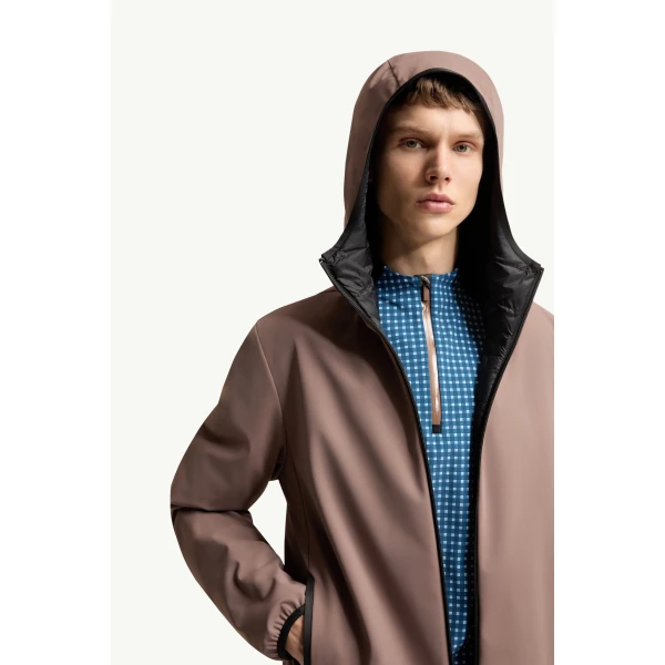 Moncler Ciampolin Hooded Down Jacket in Light Brown, view 6 | Men's Jackets | Coveti