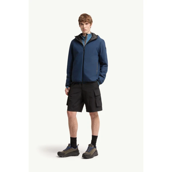 Moncler Ciampolin Hooded Down Jacket in Navy Blue, view 2 | Men's Jackets | Coveti