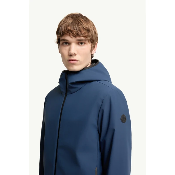 Moncler Ciampolin Hooded Down Jacket in Navy Blue, view 3 | Men's Jackets | Coveti