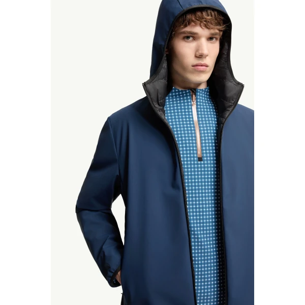 Moncler Ciampolin Hooded Down Jacket in Navy Blue, view 6 | Men's Jackets | Coveti