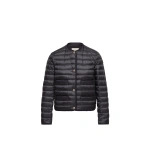 Moncler Circaete Braided Trim Short Down Jacket in Navy Blue | Women's Puffer Jackets | Coveti