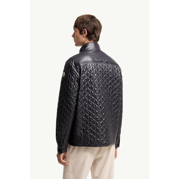 Moncler Cleorine Geometric-Quilted Padded Jacket in Navy Blue, view 5 | Men's Jackets | Coveti