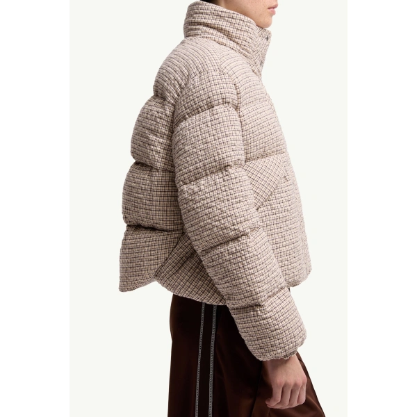 Moncler Cloante Short Down Jacket in Light Beige, view 6 | Women's Puffer Jackets | Coveti