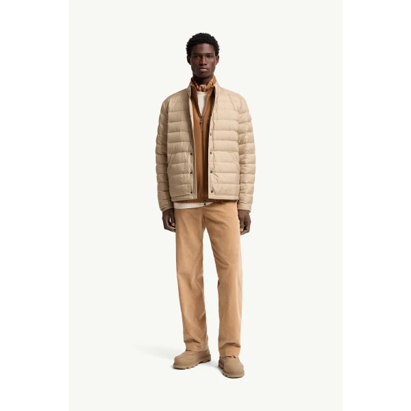 Moncler Clorin Short Down Jacket in Beige, view 2 | Men's Jackets | Coveti
