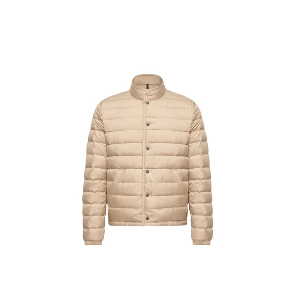 Moncler Clorin Short Down Jacket in Beige | Men's Jackets | Coveti