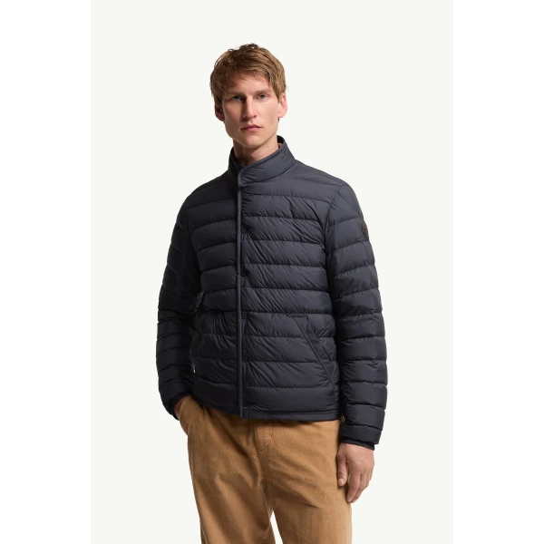 Moncler Clorin Short Down Jacket in Dark Blue, view 4 | Men's Jackets | Coveti