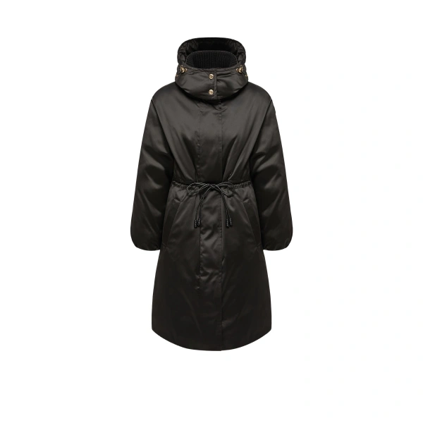 Moncler Contemplatif Hodded Long Down Parka Jacket in Black | Women's Puffer and Down Coats | Coveti