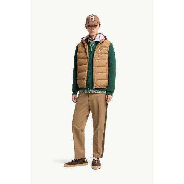 Moncler Contrin Down Gilet in Beige, view 2 | Men's Jackets | Coveti