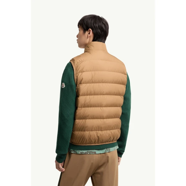 Moncler Contrin Down Gilet in Beige, view 5 | Men's Jackets | Coveti