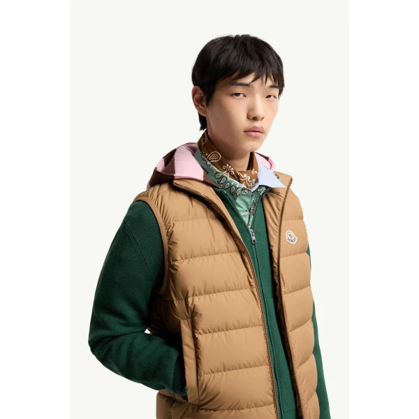 Moncler Contrin Down Gilet in Beige, view 6 | Men's Jackets | Coveti