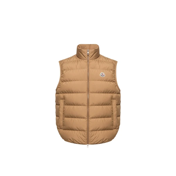 Moncler Contrin Down Gilet in Beige | Men's Jackets | Coveti