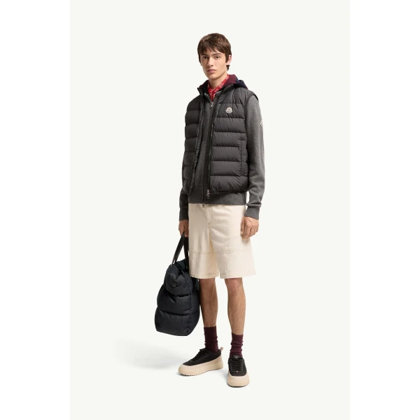 Moncler Contrin Down Gilet in Black, view 2 | Men's Jackets | Coveti