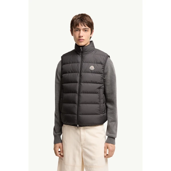 Moncler Contrin Down Gilet in Black, view 4 | Men's Jackets | Coveti