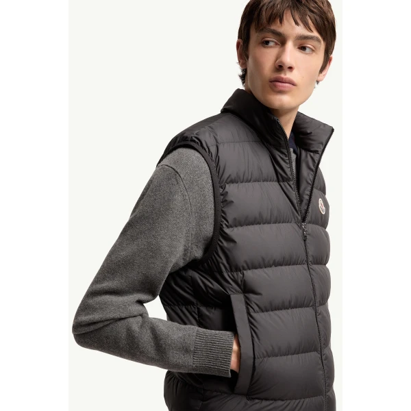 Moncler Contrin Down Gilet in Black, view 6 | Men's Jackets | Coveti