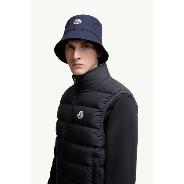 Moncler Contrin Down Gilet in Navy Blue, view 3 | Men's Jackets | Coveti