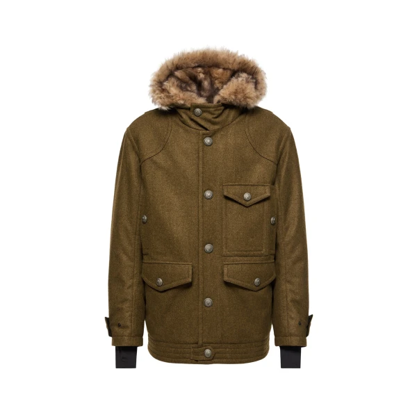 Moncler Cooper Hooded Shearling-Trimmed Padded Mid-Length Jacket in Brown | Men's Jackets | Coveti