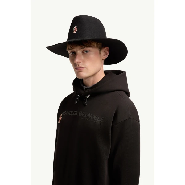 Moncler Coordinates Logo Cotton Hoodie in Black, view 3 | Men's Sweatshirts | Coveti