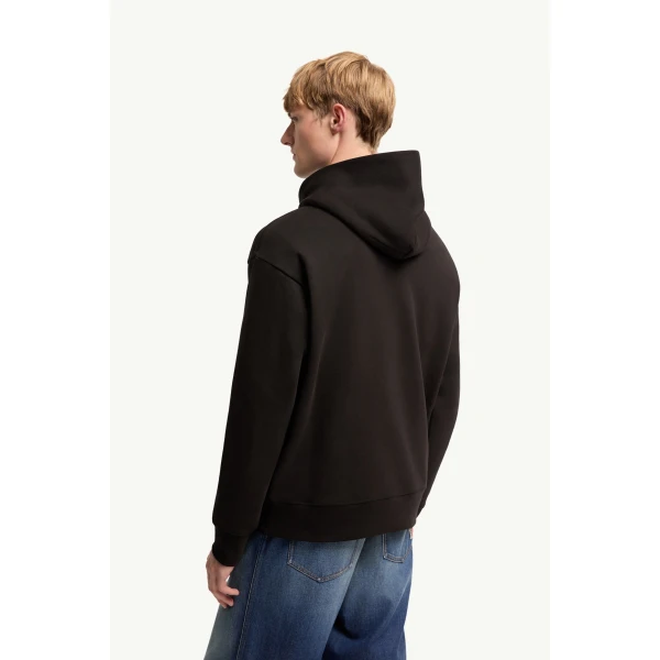 Moncler Coordinates Logo Cotton Hoodie in Black, view 5 | Men's Sweatshirts | Coveti