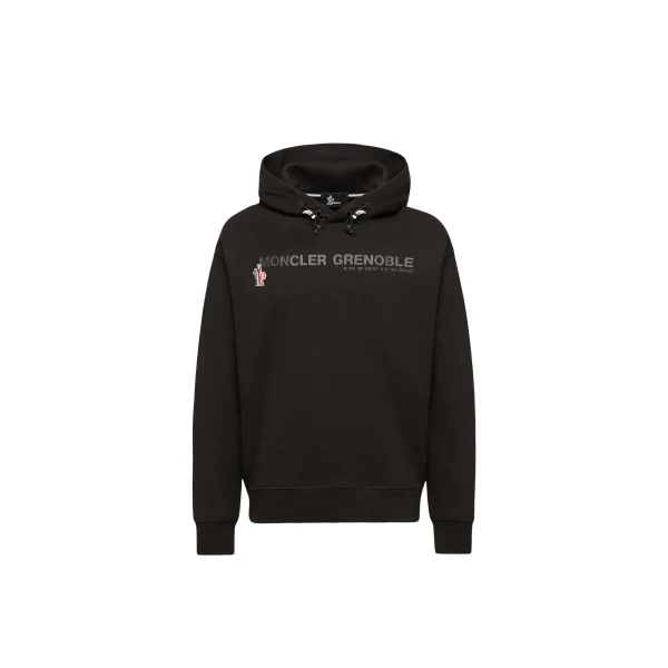 Coordinates Logo Cotton Hoodie in Black