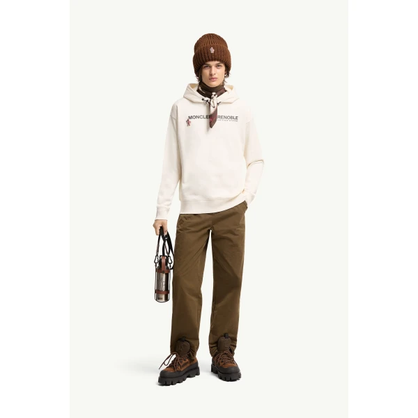 Moncler Coordinates Logo Cotton Hoodie in White, view 2 | Men's Sweatshirts | Coveti