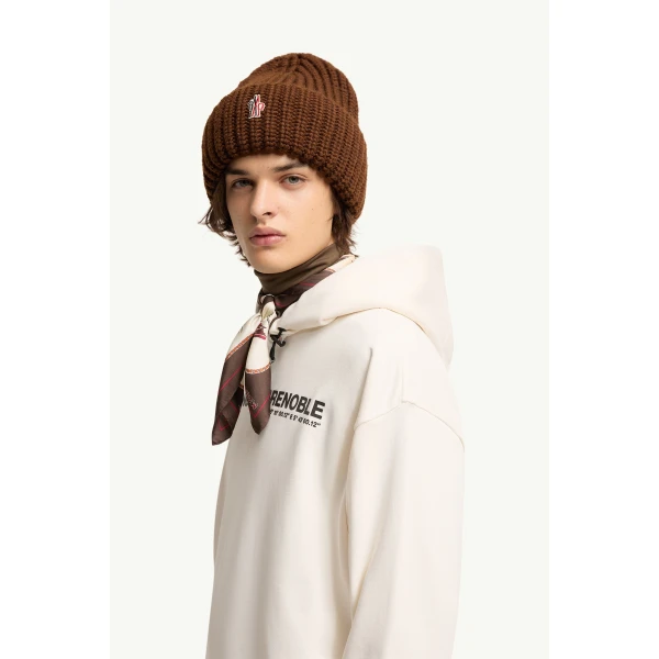 Moncler Coordinates Logo Cotton Hoodie in White, view 3 | Men's Sweatshirts | Coveti