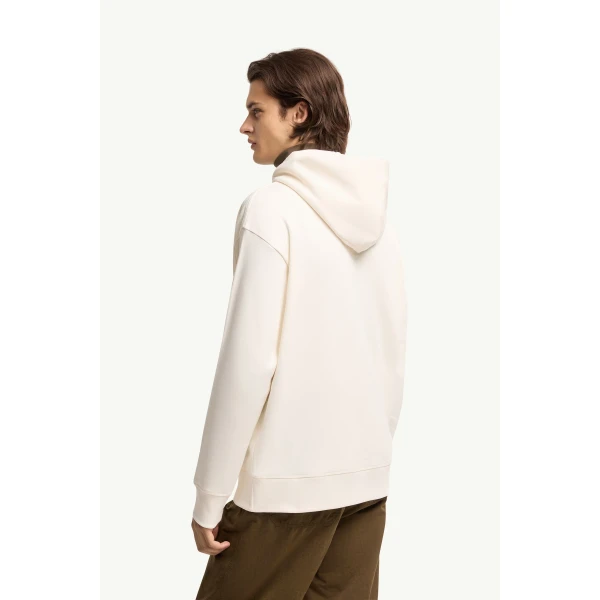 Moncler Coordinates Logo Cotton Hoodie in White, view 5 | Men's Sweatshirts | Coveti