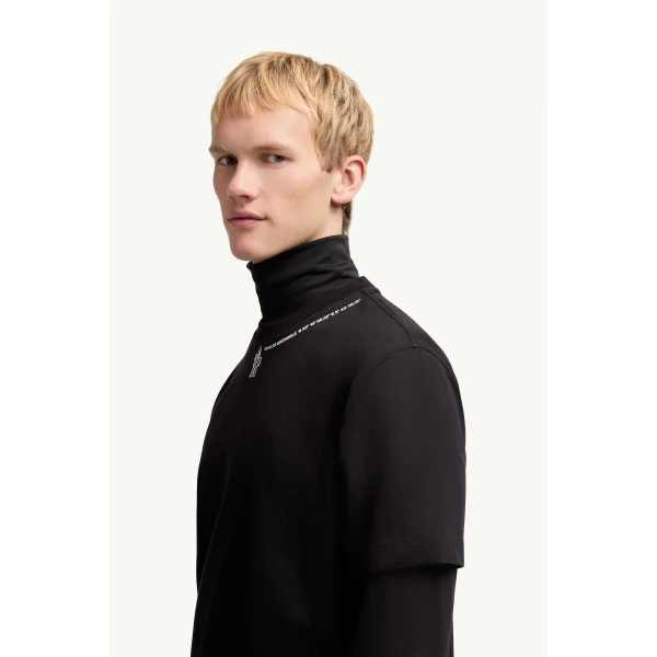 Moncler Coordinates Logo Cotton T-Shirt in Black, view 3 | Men's T-shirts | Coveti