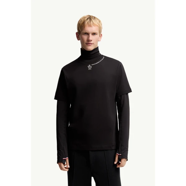 Moncler Coordinates Logo Cotton T-Shirt in Black, view 4 | Men's T-shirts | Coveti