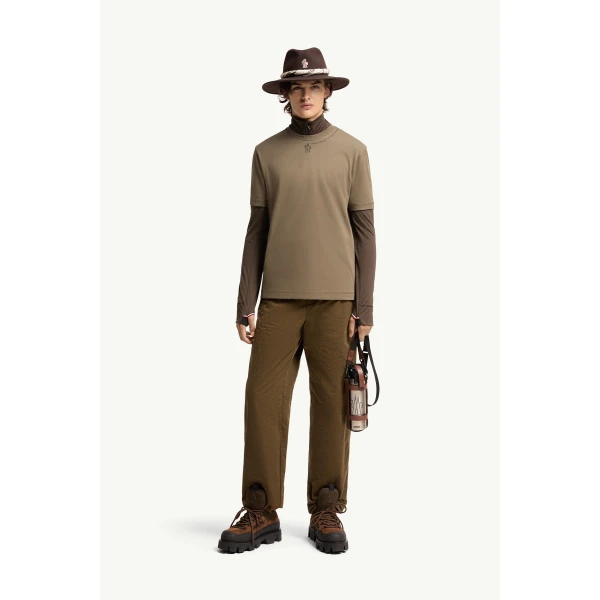 Moncler Coordinates Logo Cotton T-Shirt in Olive Green, view 2 | Men's T-shirts | Coveti