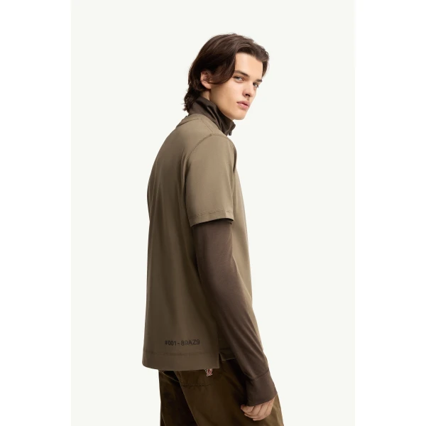 Moncler Coordinates Logo Cotton T-Shirt in Olive Green, view 6 | Men's T-shirts | Coveti
